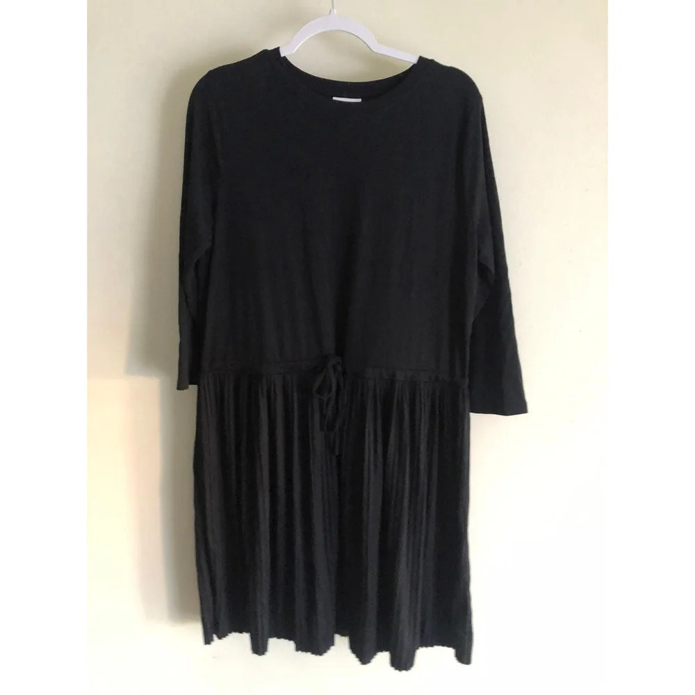 J.Jill Women’s Dress, Black Accordion Pleated Drawstring